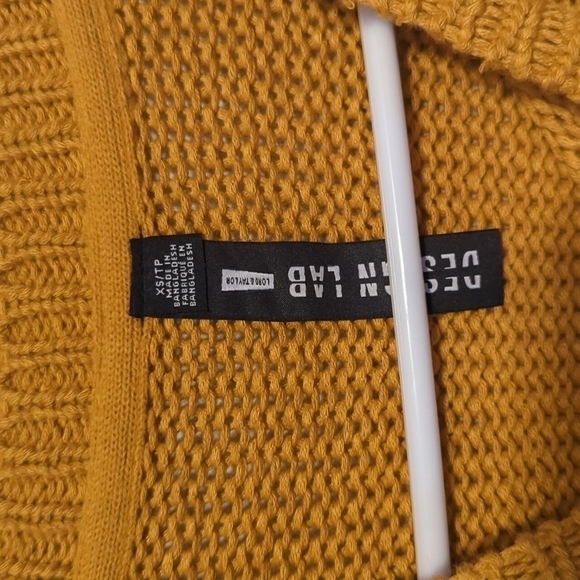 Design Lab Mustard Yellow High Low Sweater Elbow Patches - Picture 2 of 3